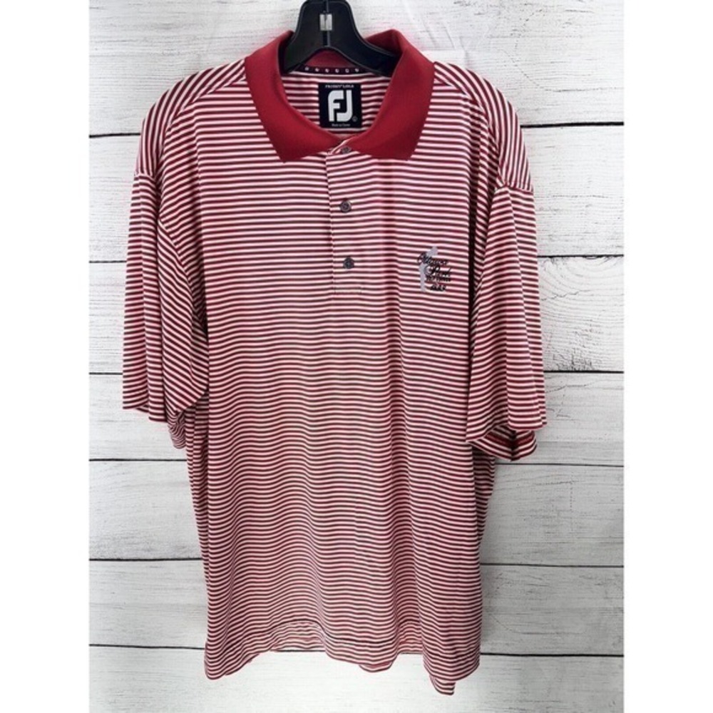 FootJoy FJ Polo Shirt Performance Golf Prodry Lisle Red Striped Large